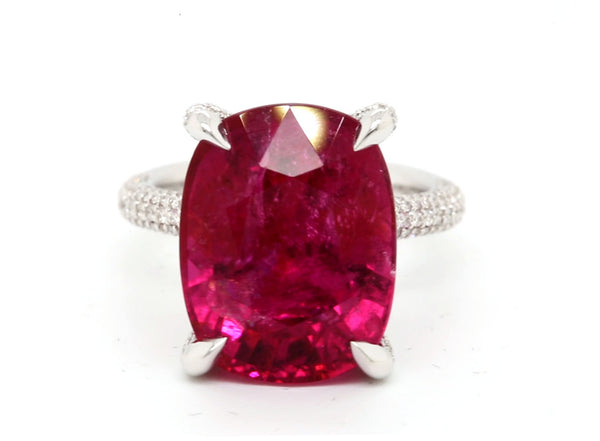 Rubelite Diamond Ring in 18K Gold - SOLD