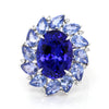 Tanzanite Blue Sapphire Diamond Ring in 18K White Gold