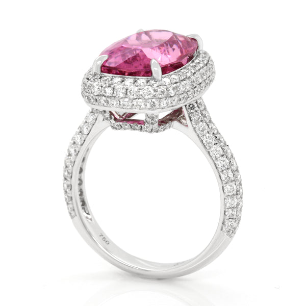 Tourmaline Diamond Ring in 18K White Gold