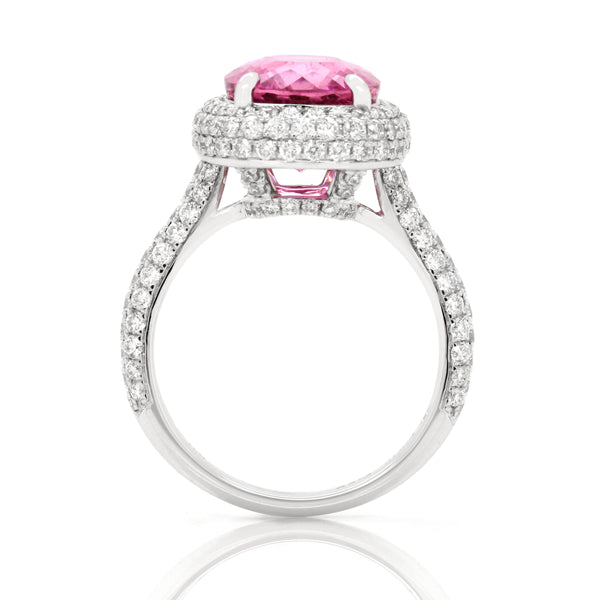 Tourmaline Diamond Ring in 18K White Gold