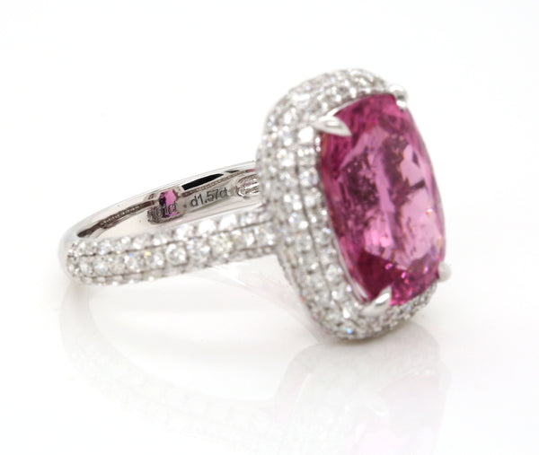 Tourmaline Diamond Ring in 18K White Gold