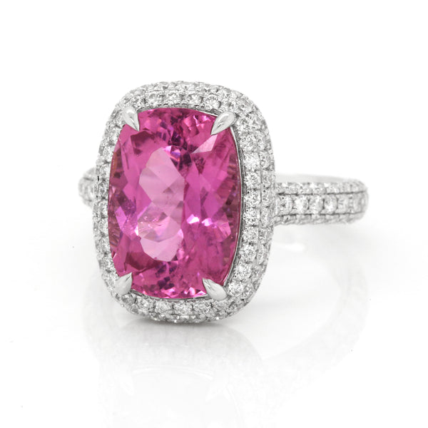 Tourmaline Diamond Ring in 18K White Gold