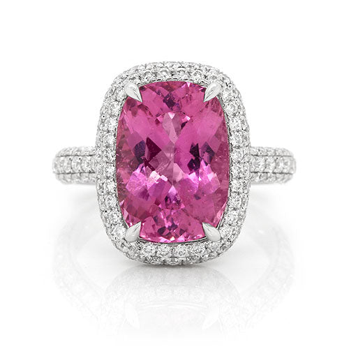 Tourmaline Diamond Ring in 18K White Gold